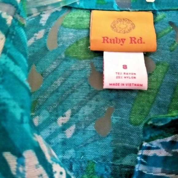 Sz 8 Blouse Jacket Semi-Sheer Burnout - Picture 5 of 7